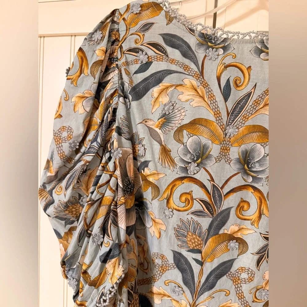 FARM Rio Snake Garden Blue 3D Blouse size Medium